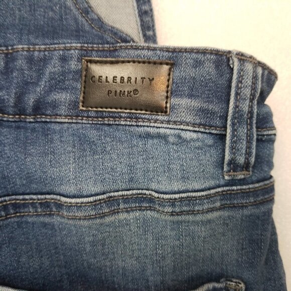 Celebrity Pink Distressed Jean Overalls Dress S - Picture 8 of 12